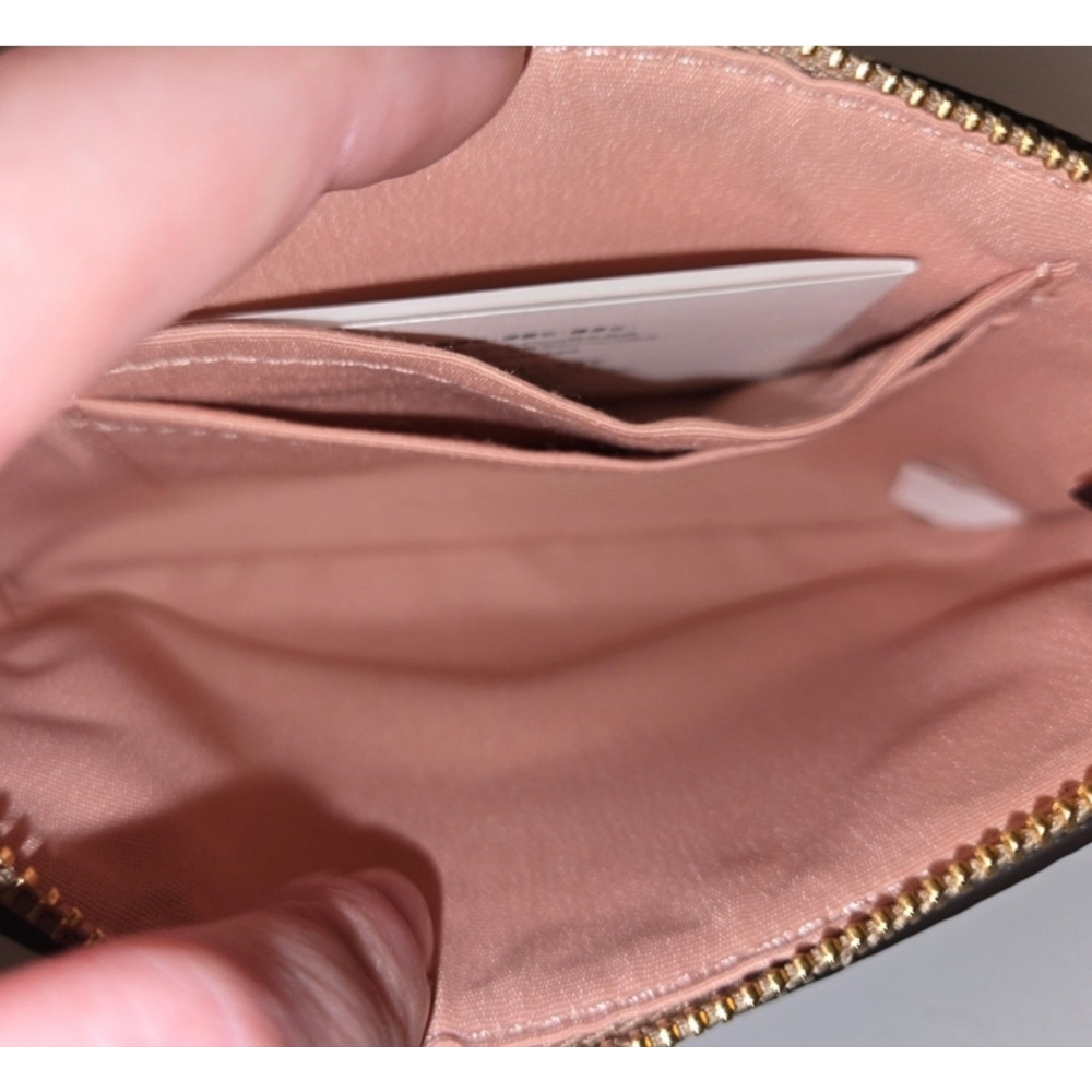 Coach Corner Zip Wristlet In Signature Canvas Floral Print Cream And Pink NWT - Picture 7 of 8